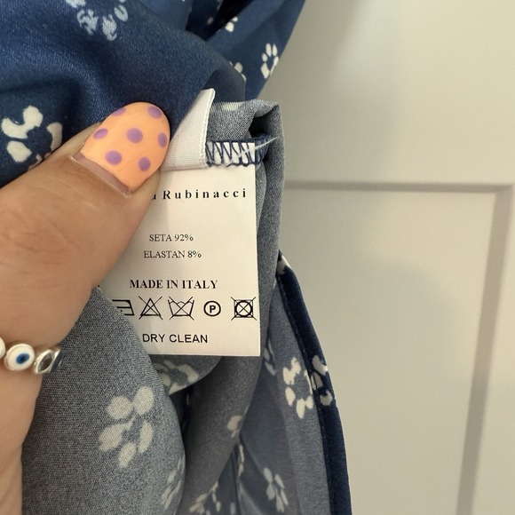 Amina Rubinacci Silk Tank Top Shirt 44 US 8 Made in Italy Blue Floral NEW Blouse - Picture 5 of 5